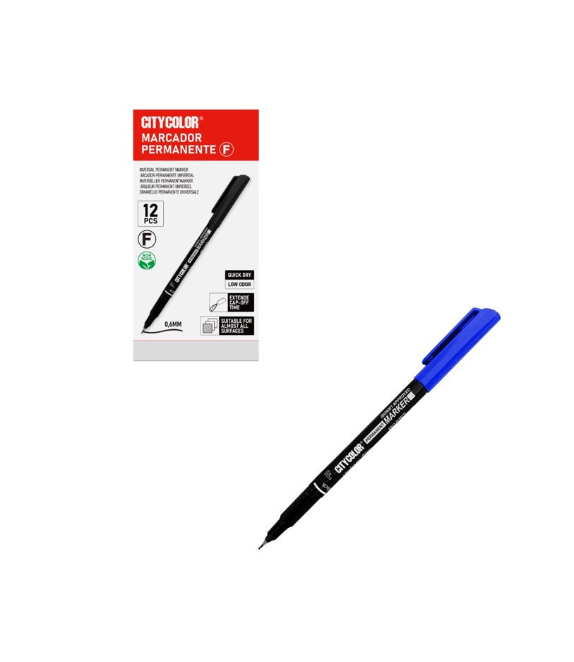 Marcador Tinta Permanente F 0.6MM Azul