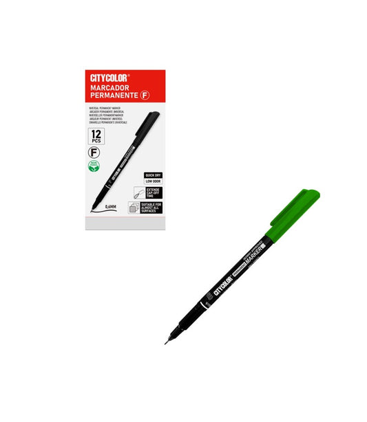 Marcador Tinta Permanente F 0.6MM Verde
